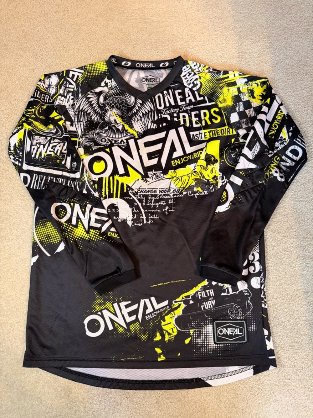 Boy’s Black & Neon Yellow Graphic Long Sleeve Jersey